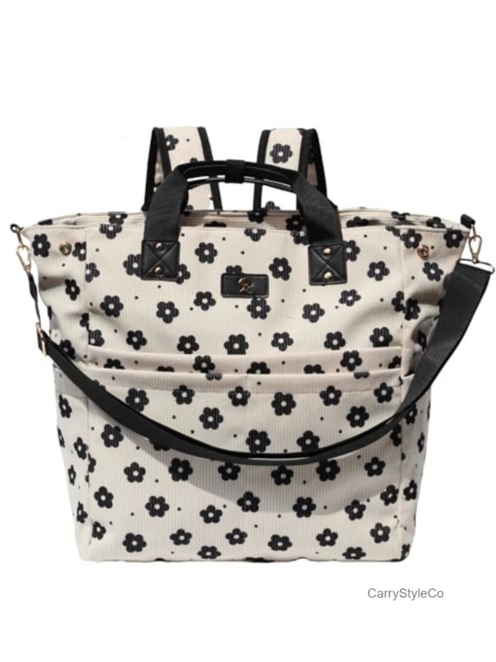 Corduroy Diaper Backpack Tote Crossbody 3-in-1 Laptop Bag